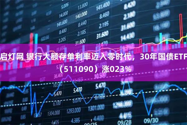 启灯网 银行大额存单利率迈入零时代，30年国债ETF（511090）涨023%